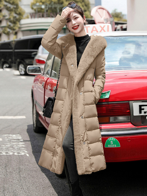 2023, noua jachetă puf pentru femei, iarnă, parka lungă, cu glugă, îngroșată, caldă, pentru femei, haină de zăpadă, cu o curea, îmbrăcăminte largi căptușită din bumbac