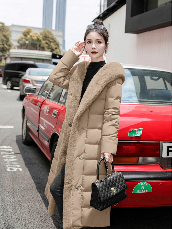 2023, noua jachetă puf pentru femei, iarnă, parka lungă, cu glugă, îngroșată, caldă, pentru femei, haină de zăpadă, cu o curea, îmbrăcăminte largi căptușită din bumbac