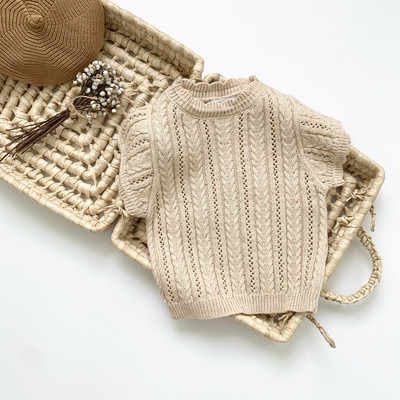 Jesen Zima Dječji prsluk Jakna Vintage pleteni prsluk Pleteni kaput bez rukava 90-140 cm DT508