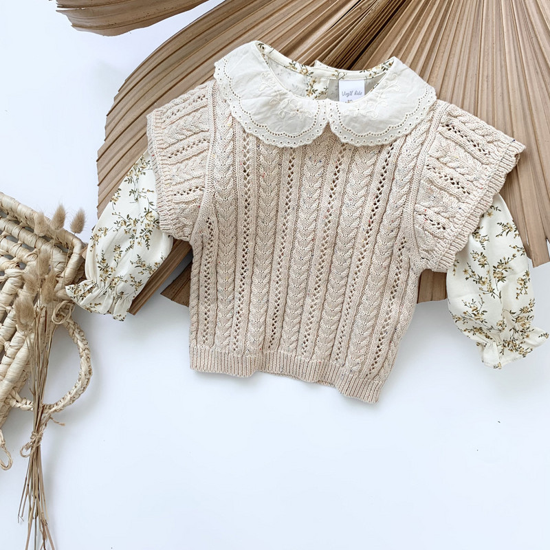 Jesen Zima Dječji prsluk Jakna Vintage pleteni prsluk Pleteni kaput bez rukava 90-140 cm DT508