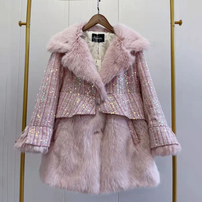 KBAT French Vintage Mala mirisna jakna od tvida Zimska pahuljasta bunda od umjetnog krzna Ženska modna topla ženska jakna od krzna