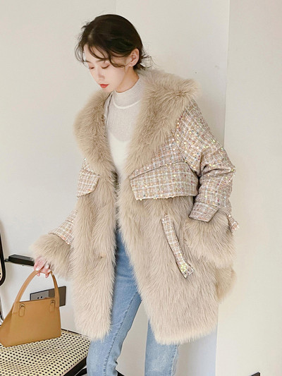 KBAT French Vintage Mala mirisna jakna od tvida Zimska pahuljasta bunda od umjetnog krzna Ženska modna topla ženska jakna od krzna