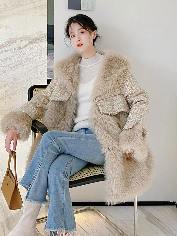 KBAT French Vintage Mala mirisna jakna od tvida Zimska pahuljasta bunda od umjetnog krzna Ženska modna topla ženska jakna od krzna