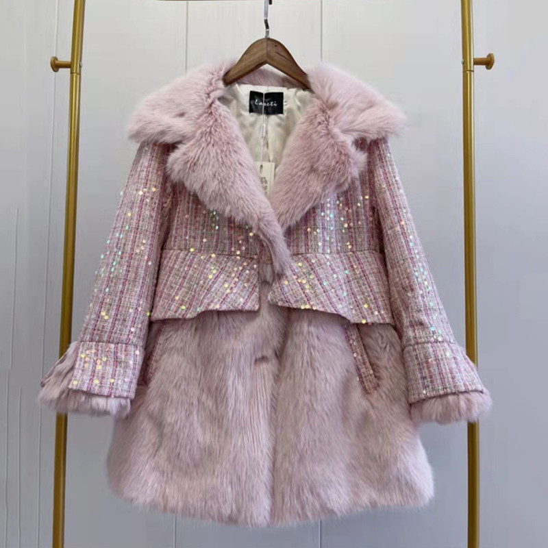 KBAT French Vintage Mala mirisna jakna od tvida Zimska pahuljasta bunda od umjetnog krzna Ženska modna topla ženska jakna od krzna