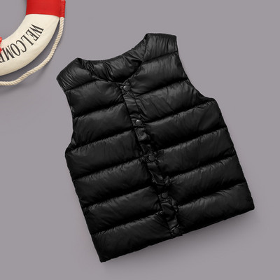 Bērnu veste zēniem Masīva apaļa apkakle Mīksta silta dūnu veste meitenei bez piedurknēm bērniem ziemas veste Bērnu ziemas apģērba veste