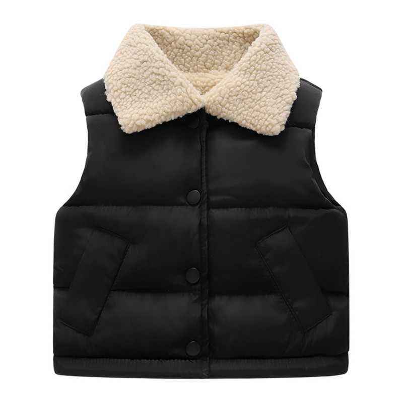 Zimska vunena odjeća za djecu, dječake, dojenčad, djevojčice, podebljana jednobojna, jednobojna spuštena kragna, punji prsluk za 1-8 godina, dječja odjeća za djevojčice