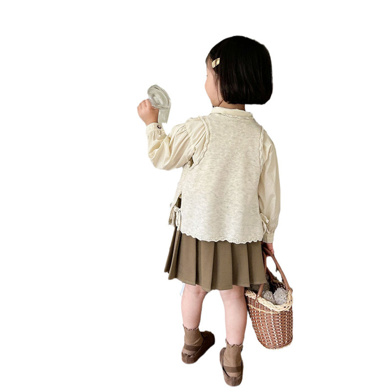 Vestă tricotată pentru fete vintage, în stil coreean, cu decolteu în V, cardigan fără mâneci