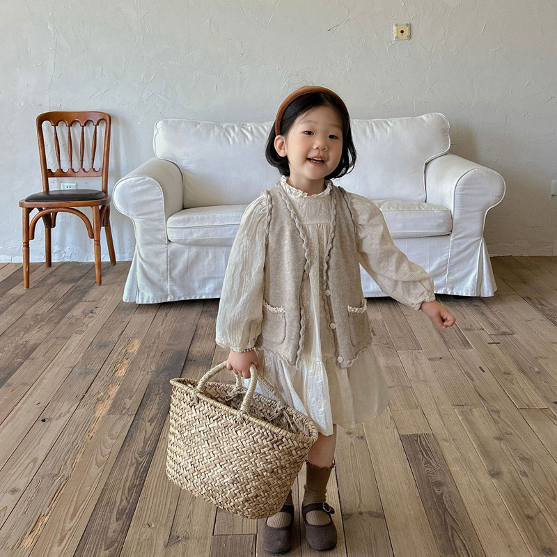 Vestă tricotată pentru fete vintage, în stil coreean, cu decolteu în V, cardigan fără mâneci