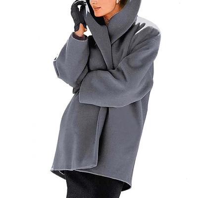 Novi vuneni ženski kaput s kapuljačom, tkana jakna za jesen/zimu 2023