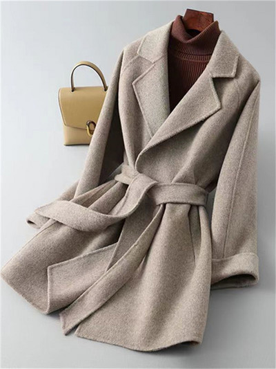 Yitimoky, toamnă iarnă, jachetă din lână pentru femei, noua modă coreeană, solidă, cu mânecă lungă, haine casual supradimensionate, jachetă cu dantelă pentru femei