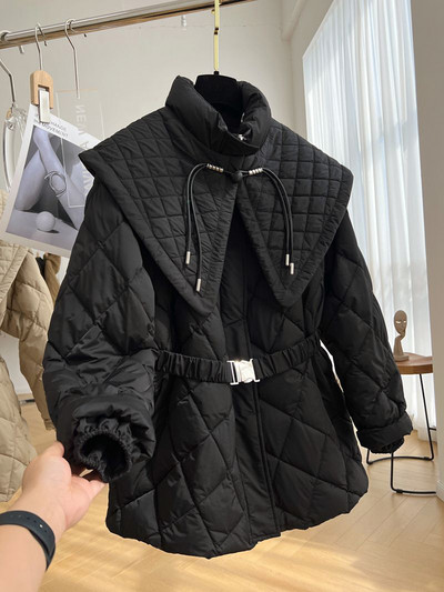 KBAT Winter Vintage Mala mirisna jakna Ženska topla parka Prevelika pamučno podstavljena jakna Remen Ženska gornja odjeća otporna na vjetar