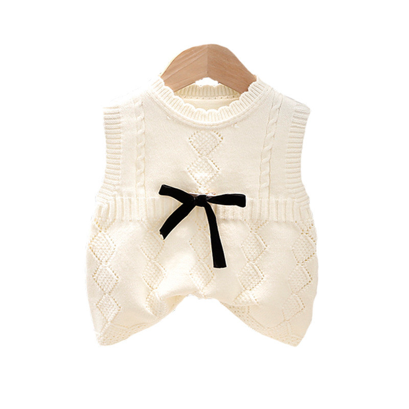 2021 Dječji prsluk za djevojčice, slatka mašna, dječji prsluk, korejski pleteni pulover bez rukava, dječji prsluk za djevojčice DT533