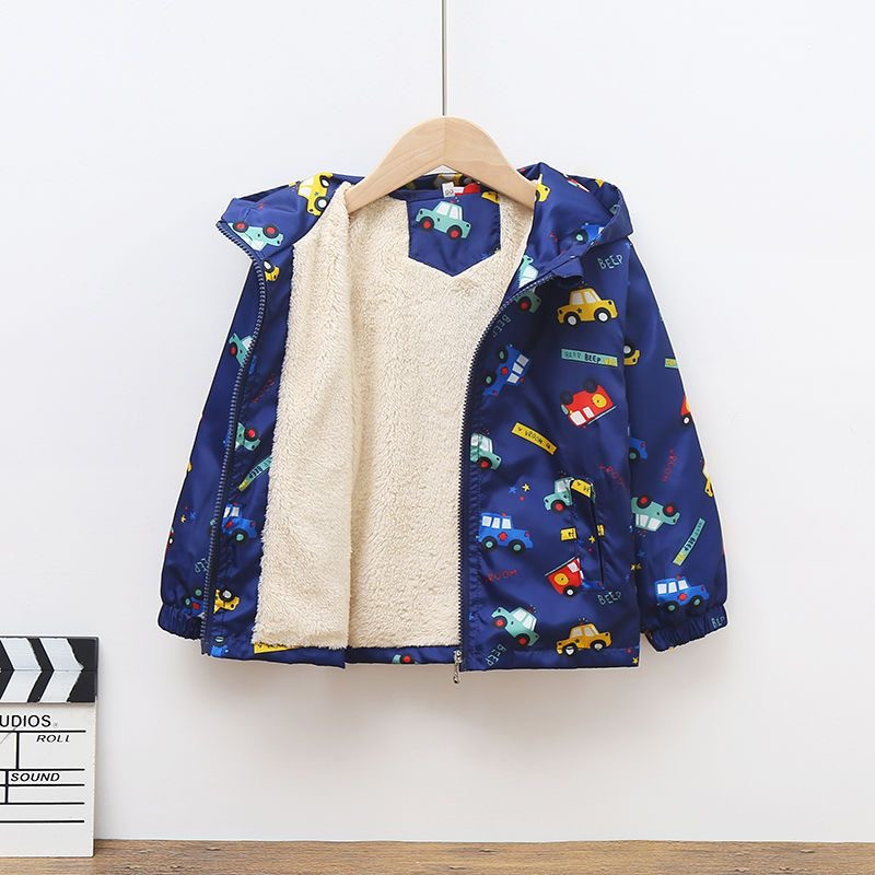 Dječja jakna s kapuljačom za bebe Kaputi Jesen za dječake Crtić Vrlo dobro održava toplinu Jakna Kaput za malu djecu Jakna s patentnim zatvaračem Gornja odjeća 90-130 cm
