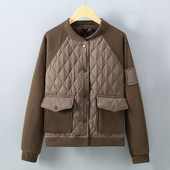 Jachetă de baseball de toamnă de epocă pentru femei, jachetă bomber Y2K, ultra ușoară, caldă, ocazională, îmbrăcăminte exterioară din bumbac