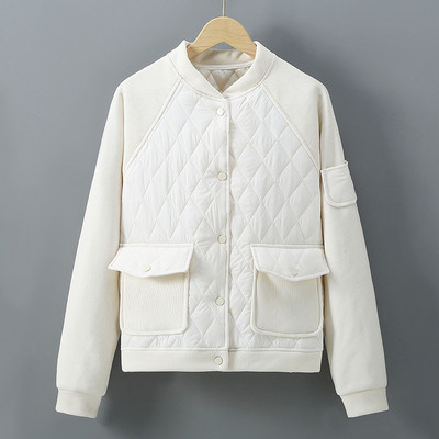 Jachetă de baseball de toamnă de epocă pentru femei, jachetă bomber Y2K, ultra ușoară, caldă, ocazională, îmbrăcăminte exterioară din bumbac