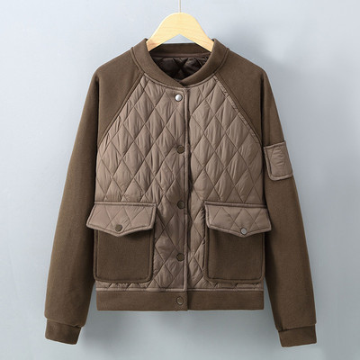 Jachetă de baseball de toamnă de epocă pentru femei, jachetă bomber Y2K, ultra ușoară, caldă, ocazională, îmbrăcăminte exterioară din bumbac