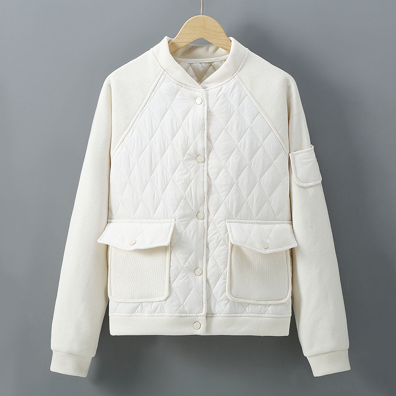 Jachetă de baseball de toamnă de epocă pentru femei, jachetă bomber Y2K, ultra ușoară, caldă, ocazională, îmbrăcăminte exterioară din bumbac