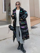 2023. Duge zimske parke s kapuljačom Jakne s printom Prekomjerni pamučno podstavljeni kaputi Sjajna zaštita od vjetra Vodootporna debela ženska gornja odjeća