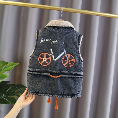 Dječja jakna bez rukava Prsluk Zimska odjeća za bebe Fleece Denim Prsluk za malu djecu Vez Moda Crtić Ležerni Jean Prsluk za dječake