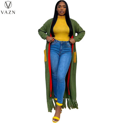 VAZN 2022. Zimski vrhunski pulover od tkanine Jednobojna mlada uredska dama Sweet Open Stitch Punih rukava Ženska uska X-duga gornja odjeća