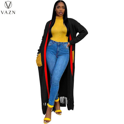 VAZN 2022. Zimski vrhunski pulover od tkanine Jednobojna mlada uredska dama Sweet Open Stitch Punih rukava Ženska uska X-duga gornja odjeća