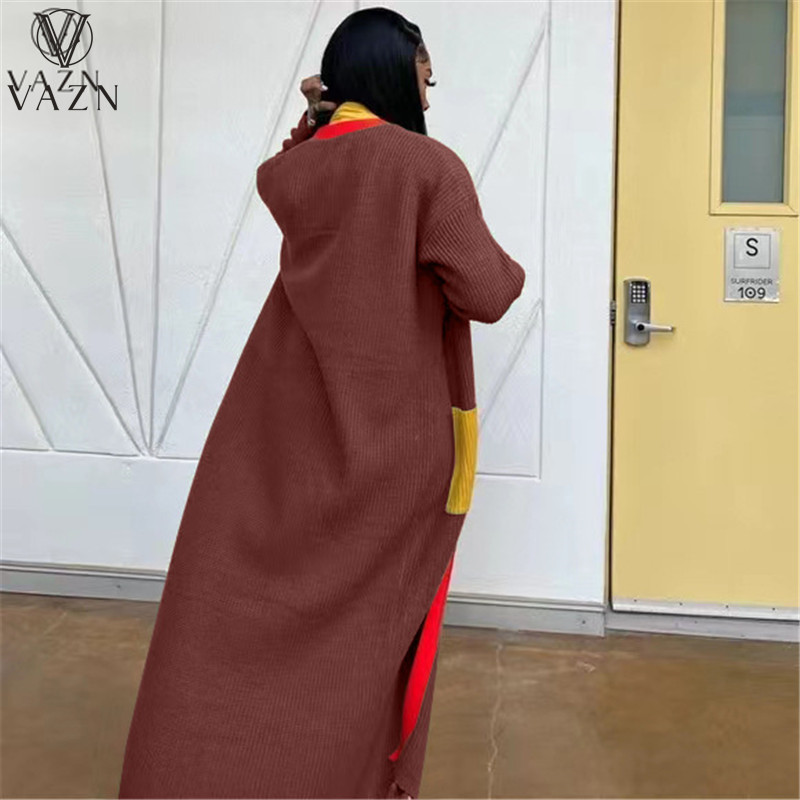 VAZN 2022. Zimski vrhunski pulover od tkanine Jednobojna mlada uredska dama Sweet Open Stitch Punih rukava Ženska uska X-duga gornja odjeća