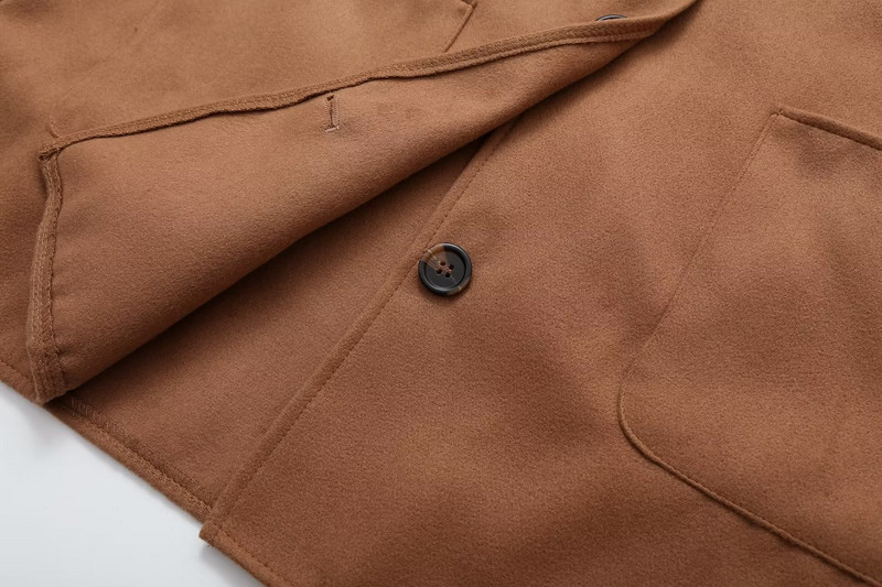 Eșarfă la modă nouă, guler, haină scurtă de lână, jachetă vintage cu mânecă lungă, ocazională, îmbrăcăminte exterioară pentru femei Topuri șic