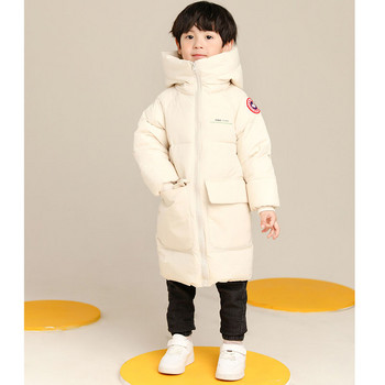 Νέο χειμωνιάτικο μπουφάν για αγόρια μονόχρωμο μεσαίου μήκους 2023 Βαμβακερά αντιανεμικά παλτά με κουκούλα με προστασία από το κρύο για 3-10 χρόνια