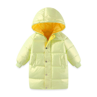 Nova zimska jakna za dječake iz 2023., jednobojna jakna srednje dužine, pamučna vjetrovka s kapuljačom za zaštitu od hladnoće za 3-10 godina