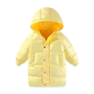 Nova zimska jakna za dječake iz 2023., jednobojna jakna srednje dužine, pamučna vjetrovka s kapuljačom za zaštitu od hladnoće za 3-10 godina