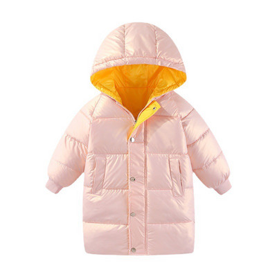 Nova zimska jakna za dječake iz 2023., jednobojna jakna srednje dužine, pamučna vjetrovka s kapuljačom za zaštitu od hladnoće za 3-10 godina