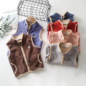 Vestă fleece pentru copii, toamnă/iarnă, cu fermoar, design pentru copii, vestă caldă pentru bebeluși, băieți, fete, 2-10 ani, haină LC271