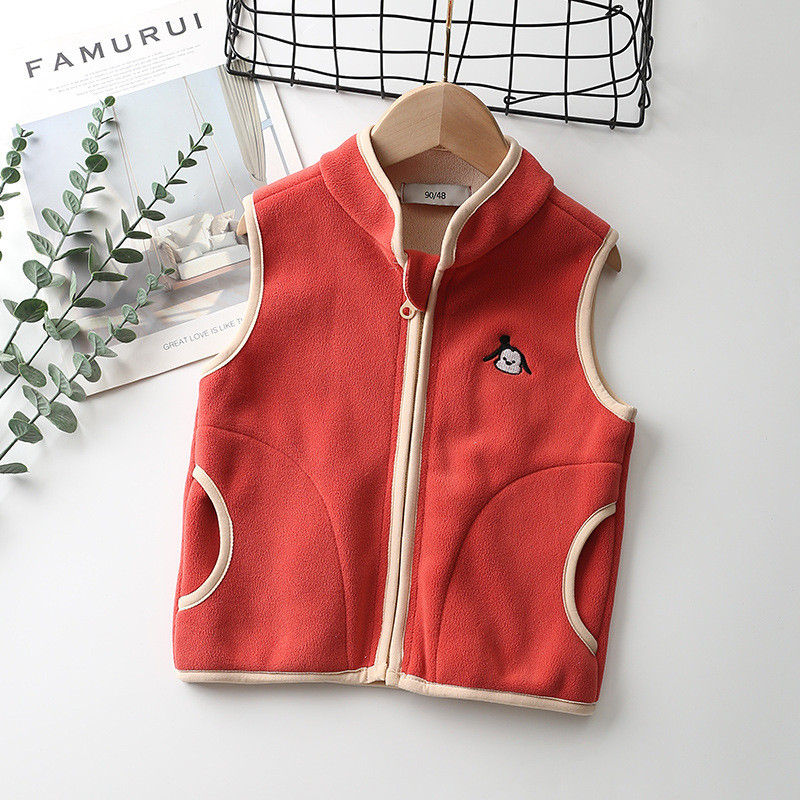 Dječji prsluk od flisa, jesen/zima, jednobojni dizajn s patentnim zatvaračem, dječji topli prsluk za dječake, djevojčice 2-10 godina, gornji kaput LC271