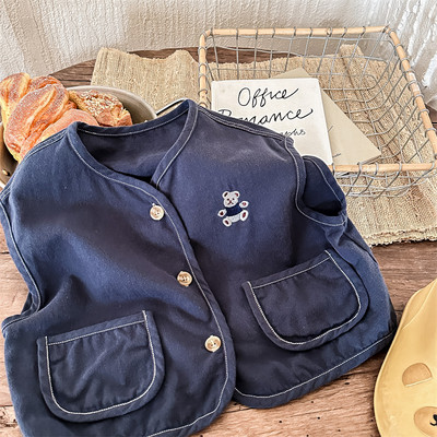2023 de primăvară noi copii fără mâneci vestă jachetă drăguț urs imprimeu băieți haină vestă bumbac fete casual cardigan jachetă copii vestă top