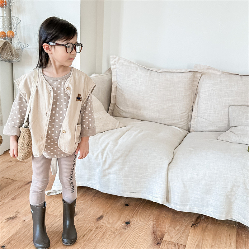 2023 de primăvară noi copii fără mâneci vestă jachetă drăguț urs imprimeu băieți haină vestă bumbac fete casual cardigan jachetă copii vestă top