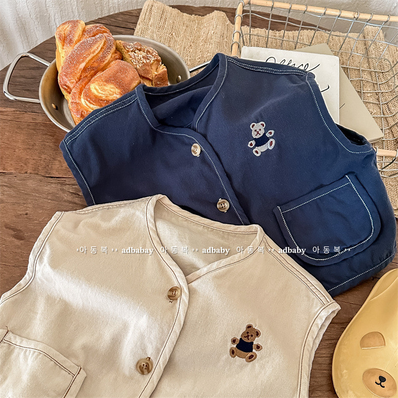 2023 de primăvară noi copii fără mâneci vestă jachetă drăguț urs imprimeu băieți haină vestă bumbac fete casual cardigan jachetă copii vestă top