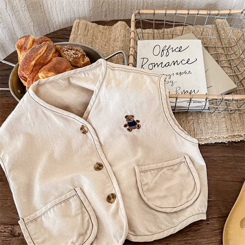2023 de primăvară noi copii fără mâneci vestă jachetă drăguț urs imprimeu băieți haină vestă bumbac fete casual cardigan jachetă copii vestă top