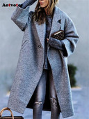 Aotvotee jednobojna vunena jakna za žene jesen-zima 2023. Nova labava spuštena ovratnica s dugim rukavima u boji, ležerna jakna na kopčanje
