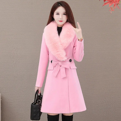 Novi zimski vuneni kaput za žene 2023. Krzneni ovratnik Ženske modne jakne od mješavine vune Ženske vjetrovke Gornja odjeća Mujer kaput