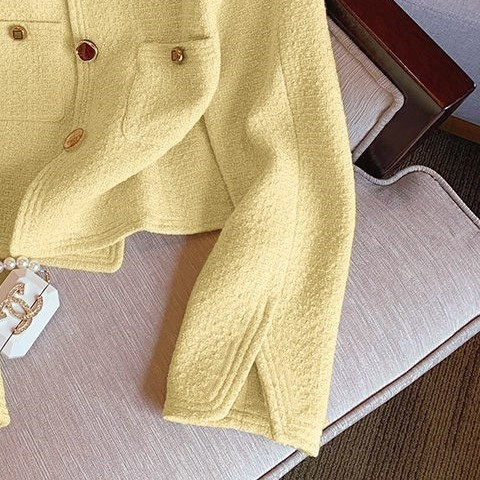 Jachete elegante din tweed decupate femei Vintage paltoane scurte toamnă iarnă birou damă coreeană streetwear modă îmbrăcăminte exterioară Topuri nou