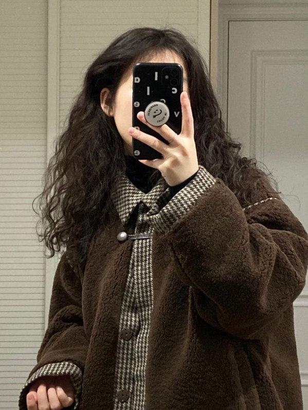 Ženske vintage jakne Zimske janjeće vunene kapute od flisa Smeđa jakna na kopčanje Prevelika, elegantna, ležerna, topla, mekana gornja odjeća