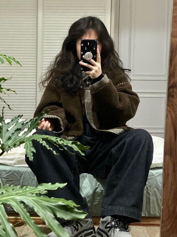 Ženske vintage jakne Zimske janjeće vunene kapute od flisa Smeđa jakna na kopčanje Prevelika, elegantna, ležerna, topla, mekana gornja odjeća