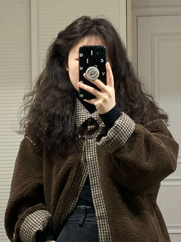 Ženske vintage jakne Zimske janjeće vunene kapute od flisa Smeđa jakna na kopčanje Prevelika, elegantna, ležerna, topla, mekana gornja odjeća