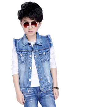 Παιδικά Ρούχα Αγόρια Τζιν Ανοιξιάτικο φθινοπωρινό γιλέκο Παιδικό γιλέκο Μοντέρνα αμάνικα πανωφόρια σχολικά μπλουζάκια Βρεφικό μπουφάν για αγόρι