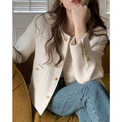 Coreeană elegantă pentru femei, cu decolteu în formă de O, haină unică, jachetă scurtă specială, primăvară, toamnă, 2023, nouă haină blândă pentru femei, îmbrăcăminte pentru femei