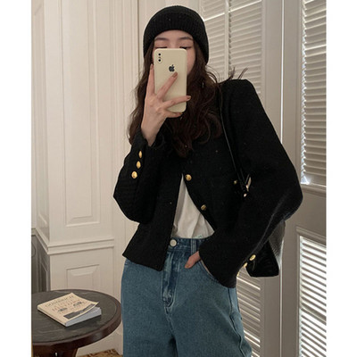 Coreeană elegantă pentru femei, cu decolteu în formă de O, haină unică, jachetă scurtă specială, primăvară, toamnă, 2023, nouă haină blândă pentru femei, îmbrăcăminte pentru femei