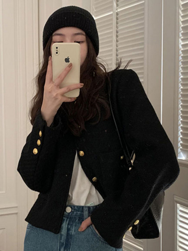 Coreeană elegantă pentru femei, cu decolteu în formă de O, haină unică, jachetă scurtă specială, primăvară, toamnă, 2023, nouă haină blândă pentru femei, îmbrăcăminte pentru femei