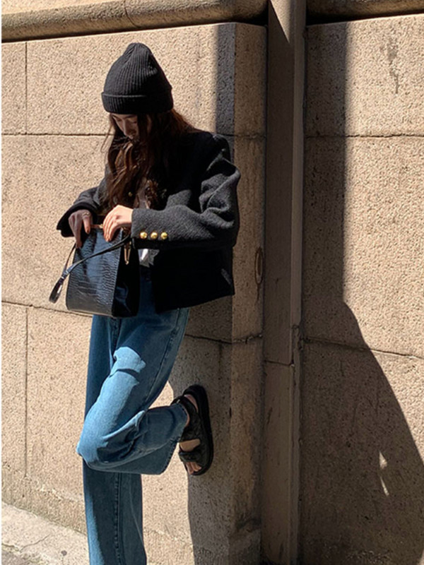 Coreeană elegantă pentru femei, cu decolteu în formă de O, haină unică, jachetă scurtă specială, primăvară, toamnă, 2023, nouă haină blândă pentru femei, îmbrăcăminte pentru femei