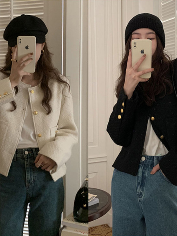 Coreeană elegantă pentru femei, cu decolteu în formă de O, haină unică, jachetă scurtă specială, primăvară, toamnă, 2023, nouă haină blândă pentru femei, îmbrăcăminte pentru femei