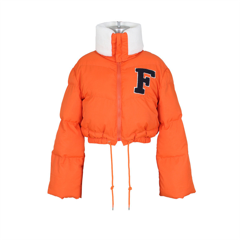 Jachetă de bumbac cu broderie de modă pentru femei Jachetă casual cu rever mare Jachetă căptușită scurtă și mică.